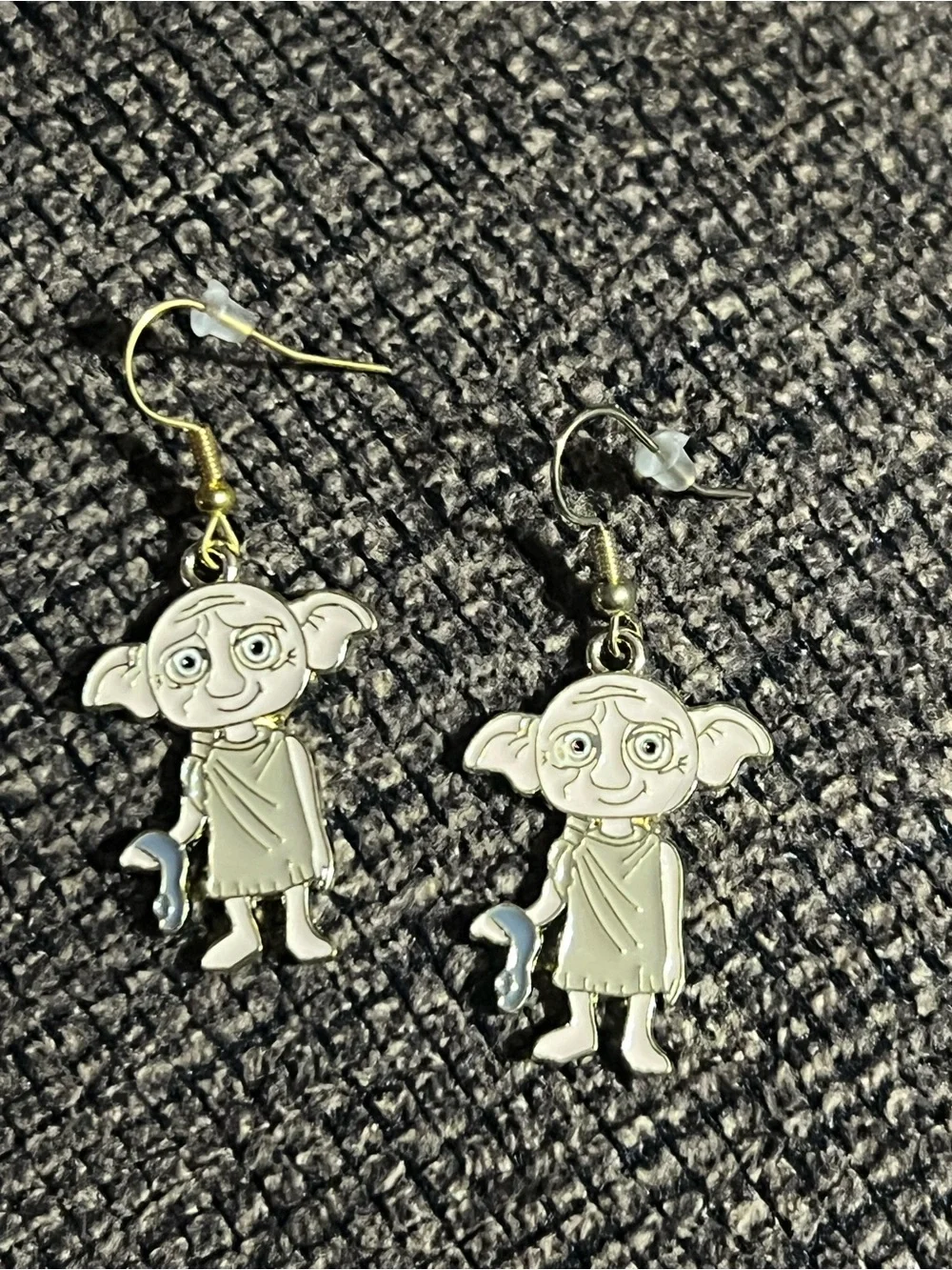 White Dobby-Inspired Kids Earrings - Cute Character Dangle E110
